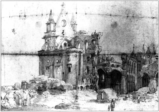 Old St. Paul’s Cathedral in ruins