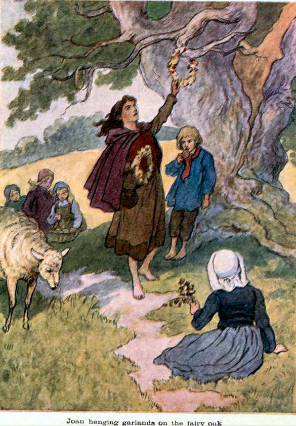 Joan of Arc hanging garlands on the Fairie Oak