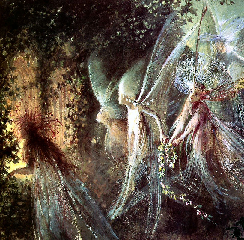 Faeries Looking Through a Gothic Arch