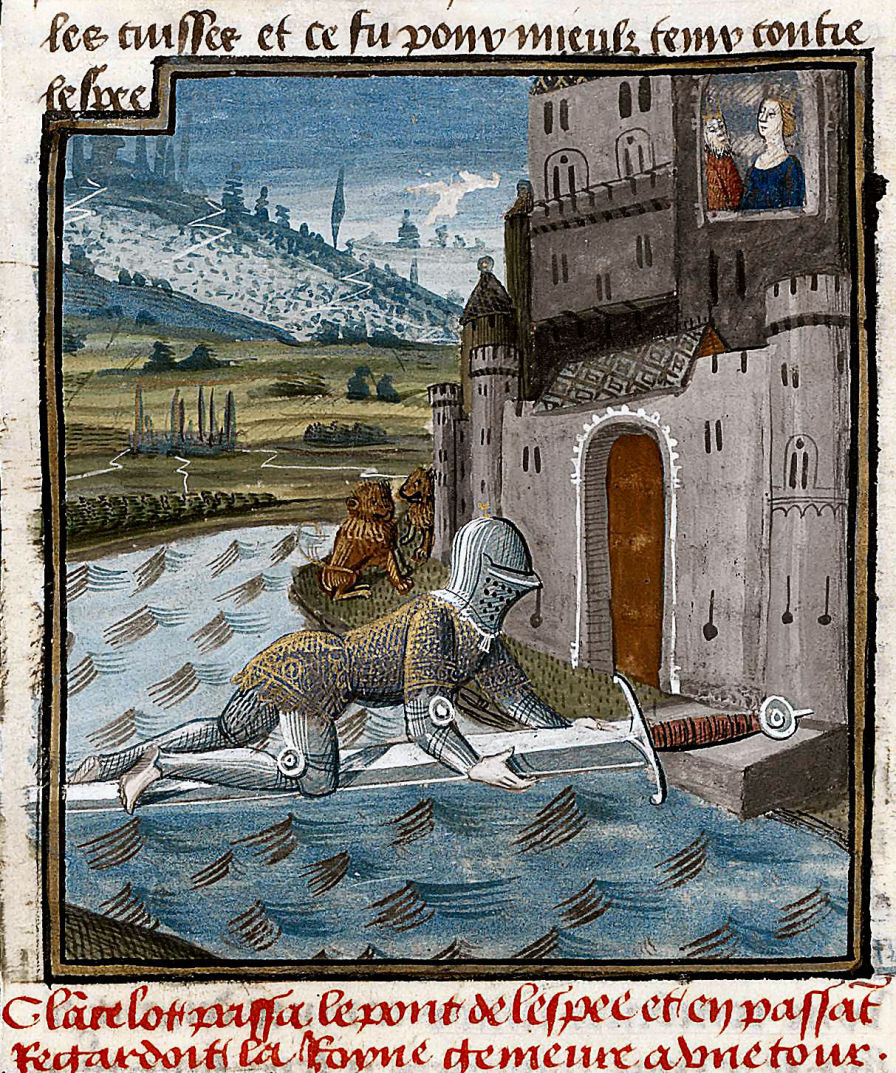 Lancelot crosses the Sword Bridge