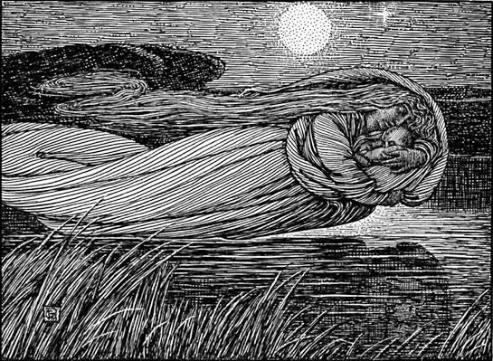 The Lady of the Lake rescues the infant Lancelot