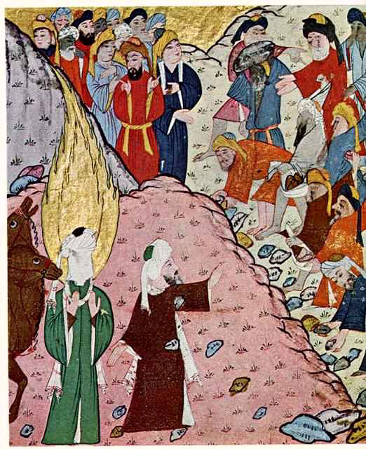 Rioters at Mecca wanting to stone Muhammad