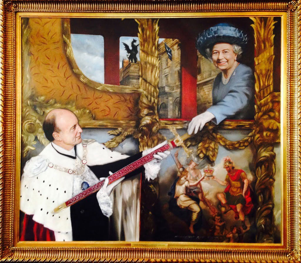 The Queen receives the Pearl Sword from the Lord Mayor of London
